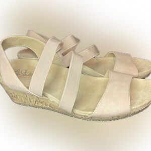 Elegant Beige Strappy Wedge Sandals